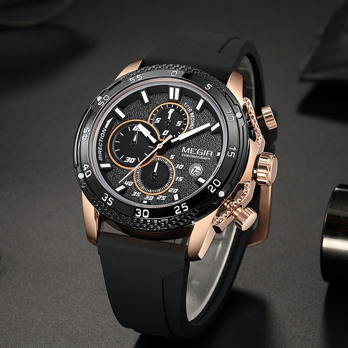 Multifunctional Three-eye Chronograph With Silicone Strap