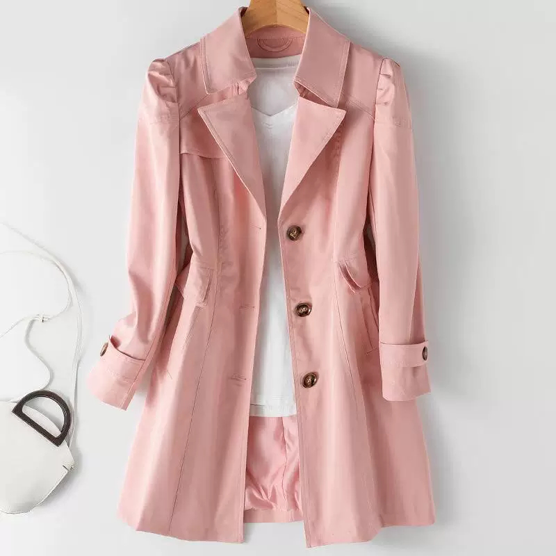 Women's slim-fit mid-length windbreaker jacket – front view