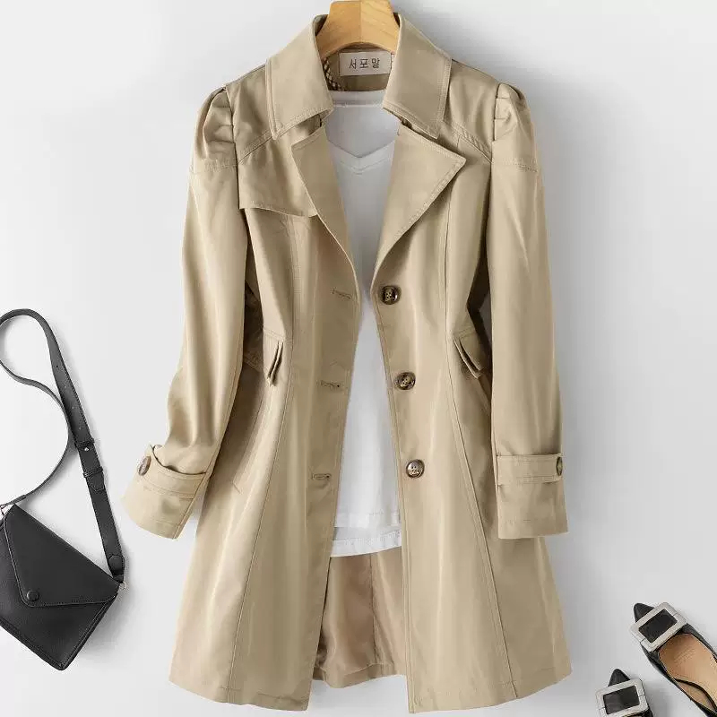 Women's windbreaker jacket – slim fit silhouette and mid-length cut detail