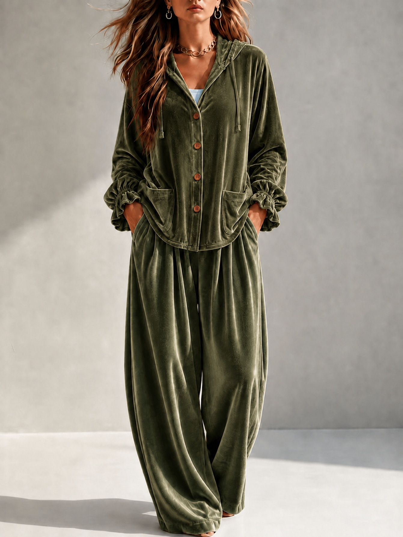 Women's polyester suit – multiple colors displayed together