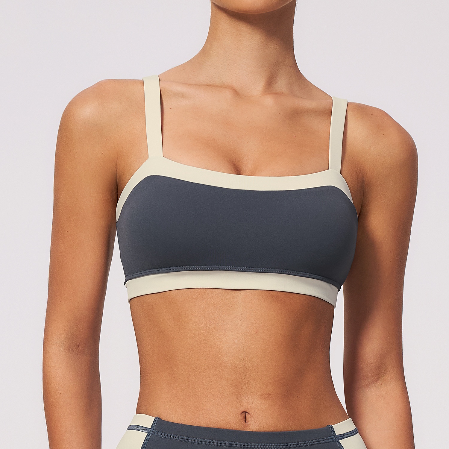 Womens Breathable Sweat Absorbent Color Block Trim Pilates Yoga Bra