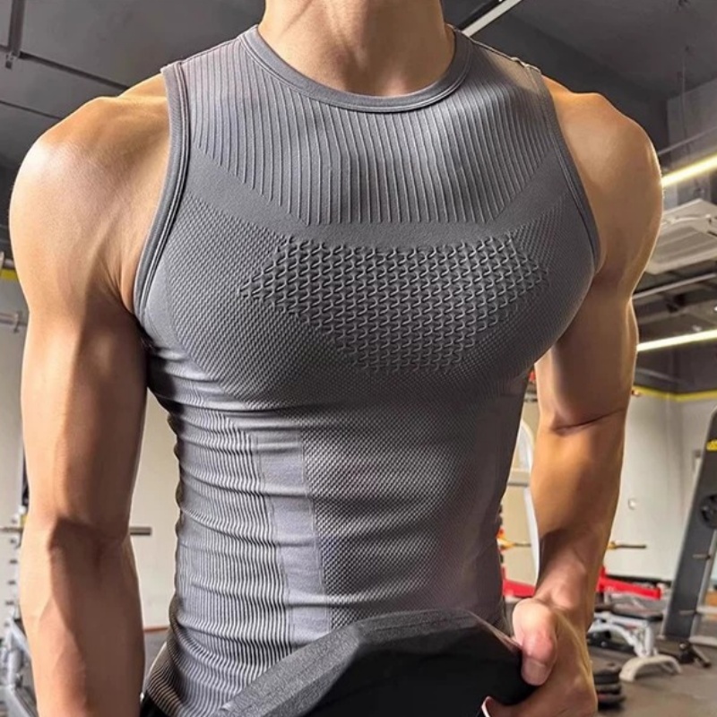 Mens Gray American-Style Fitness Tank Top