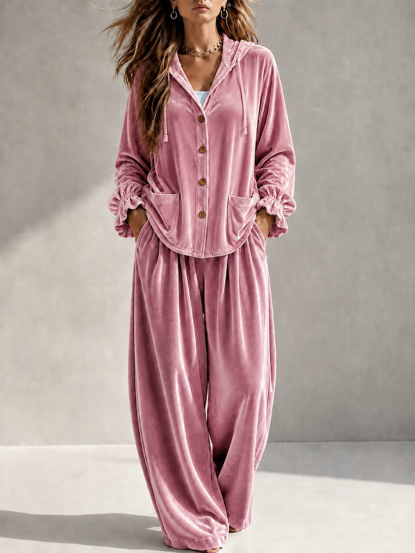 Women's polyester suit set – blazer and trousers workwear – front view