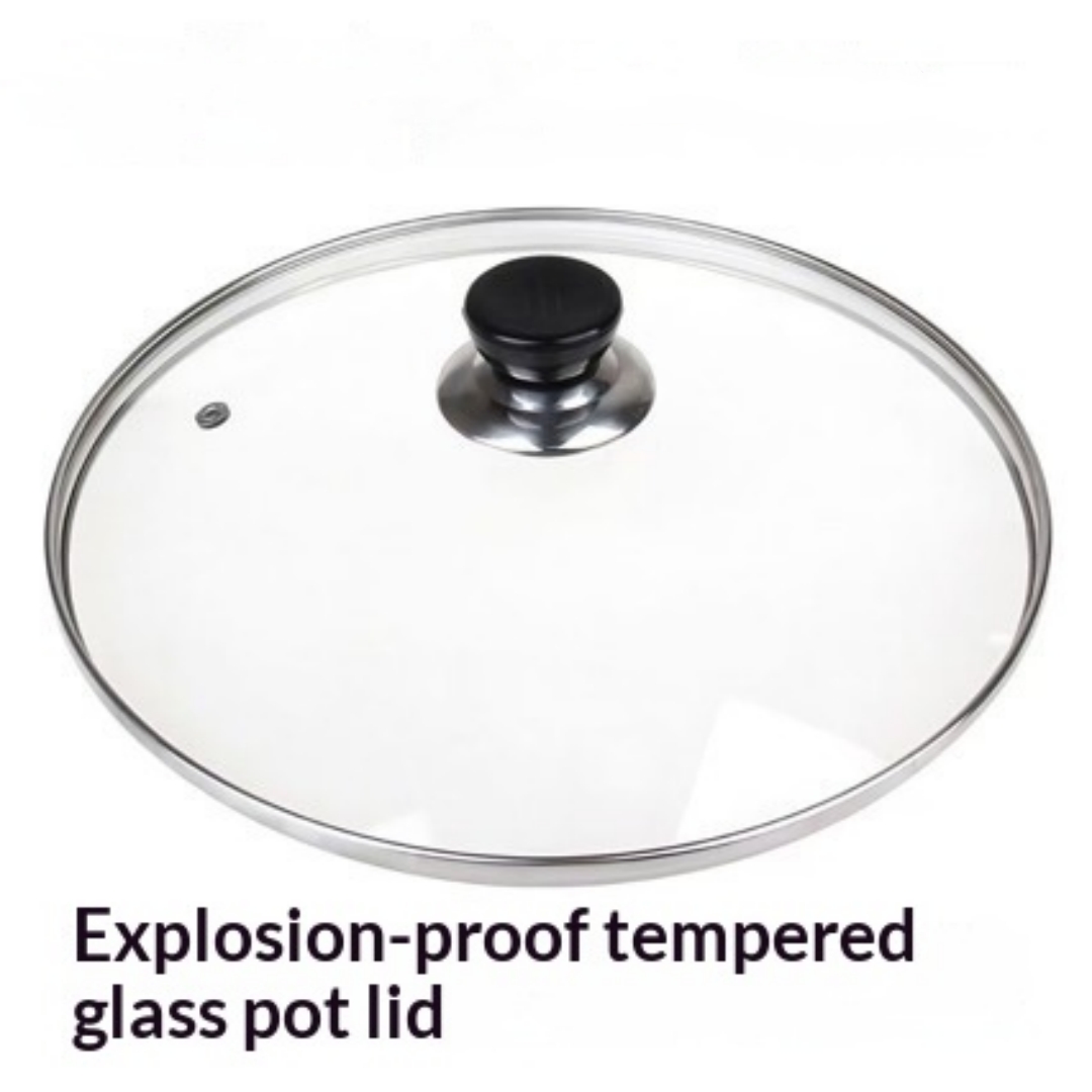 Household Tempered Glass 32 Wok 30 Stainless Steel Lid