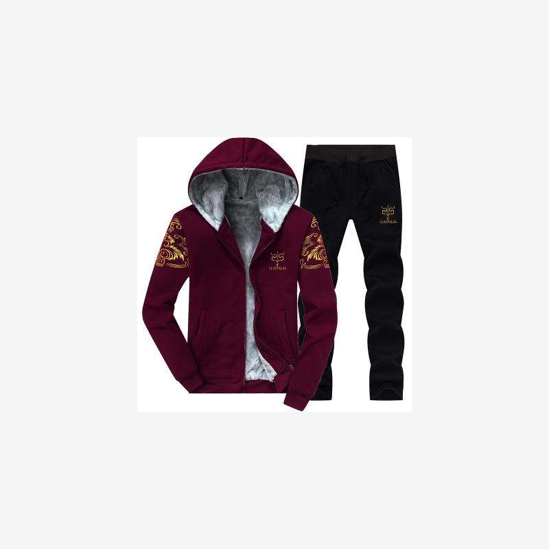 Wine-red Navy Blue Cardigan Fashionable Gray Solid-color Suit