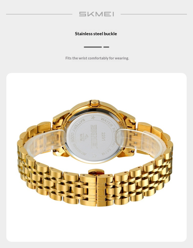 Skmei 2291 Business Solid Steel Band Calendar Casual Waterproof Watch for Men