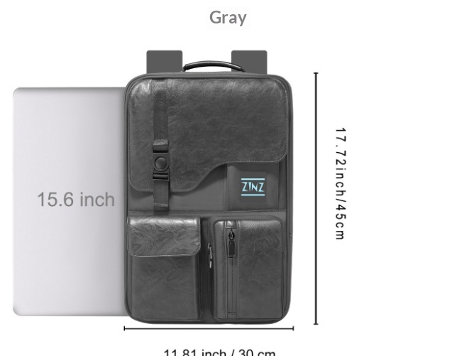 Laptop Backpack Mens Premium Business-Style Computer Bag Gray 15.6Inches