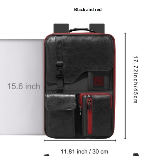 Laptop Backpack Mens Premium Business-Style Computer Bag Black And Red 15.6Inches