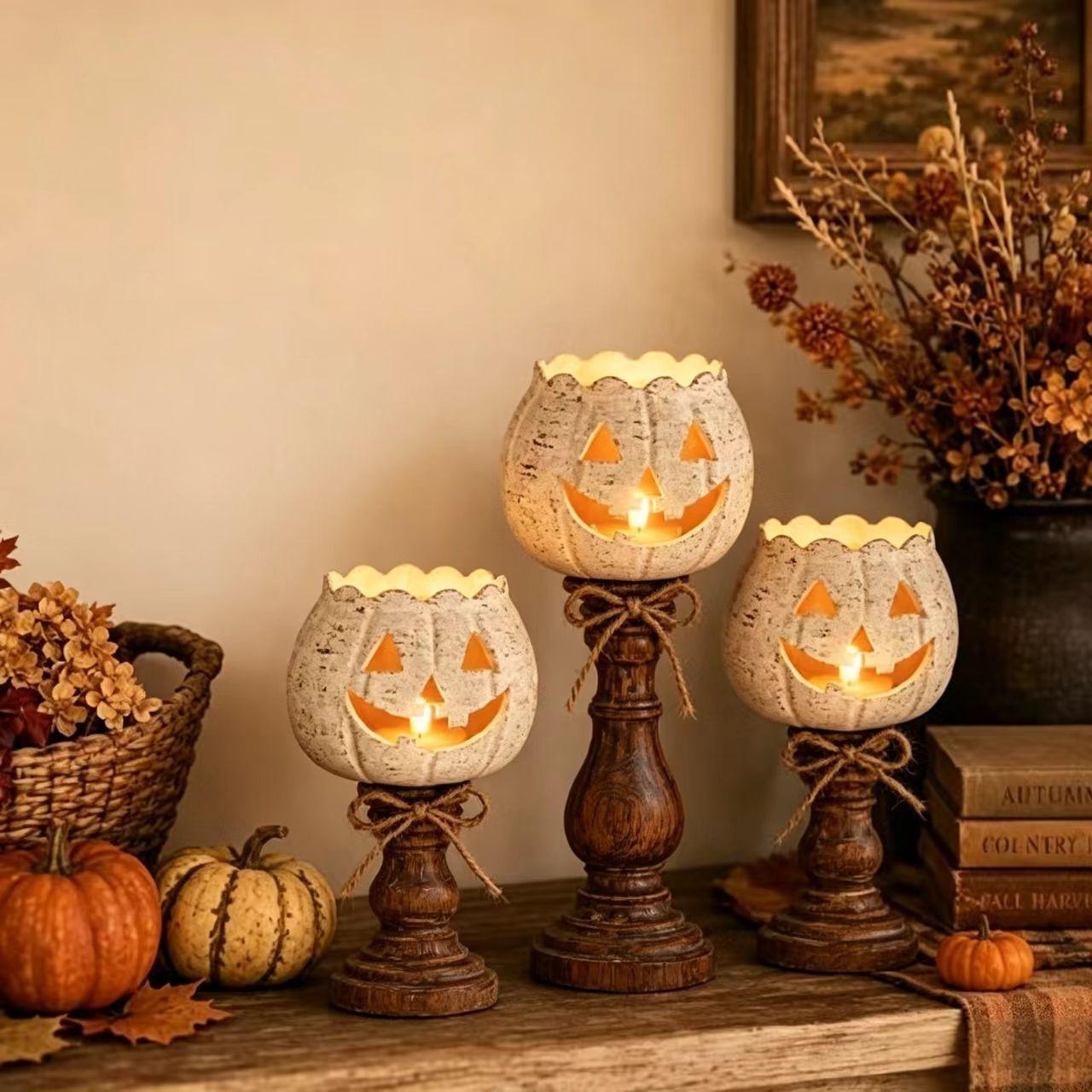Pumpkin tealight candle holder set pumpkin scented candle
