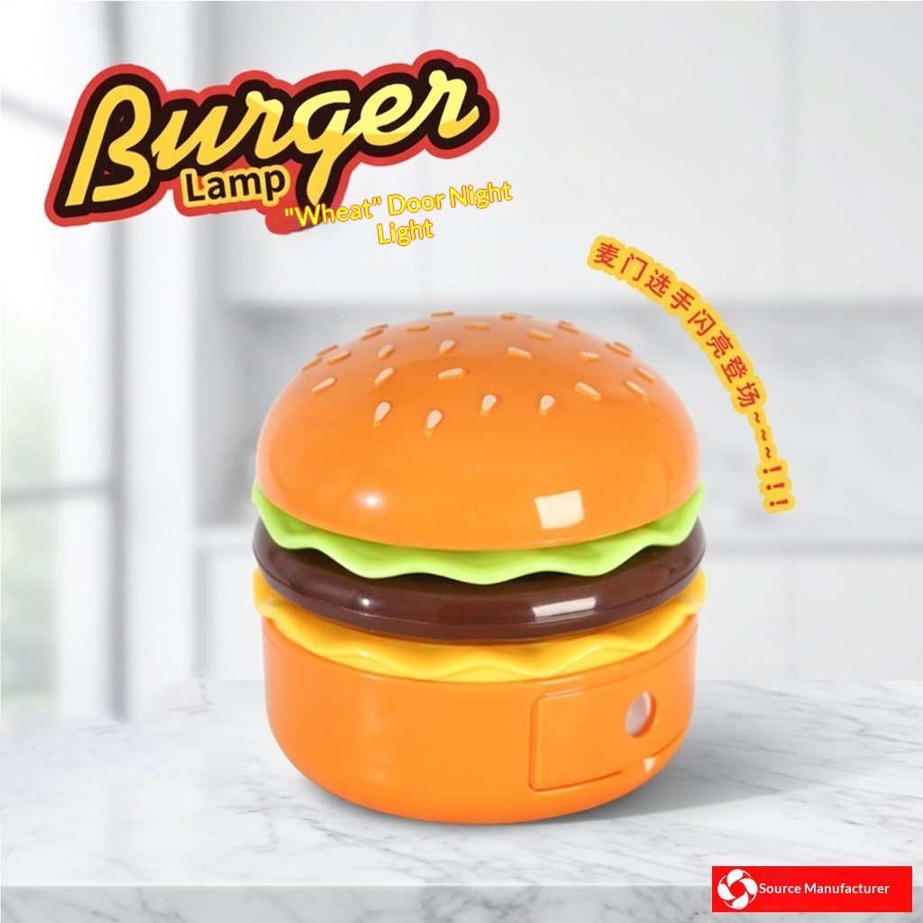 Lampă de noptieră în formă de burger din desene animate – Lampă decorativă creativă pentru birou
