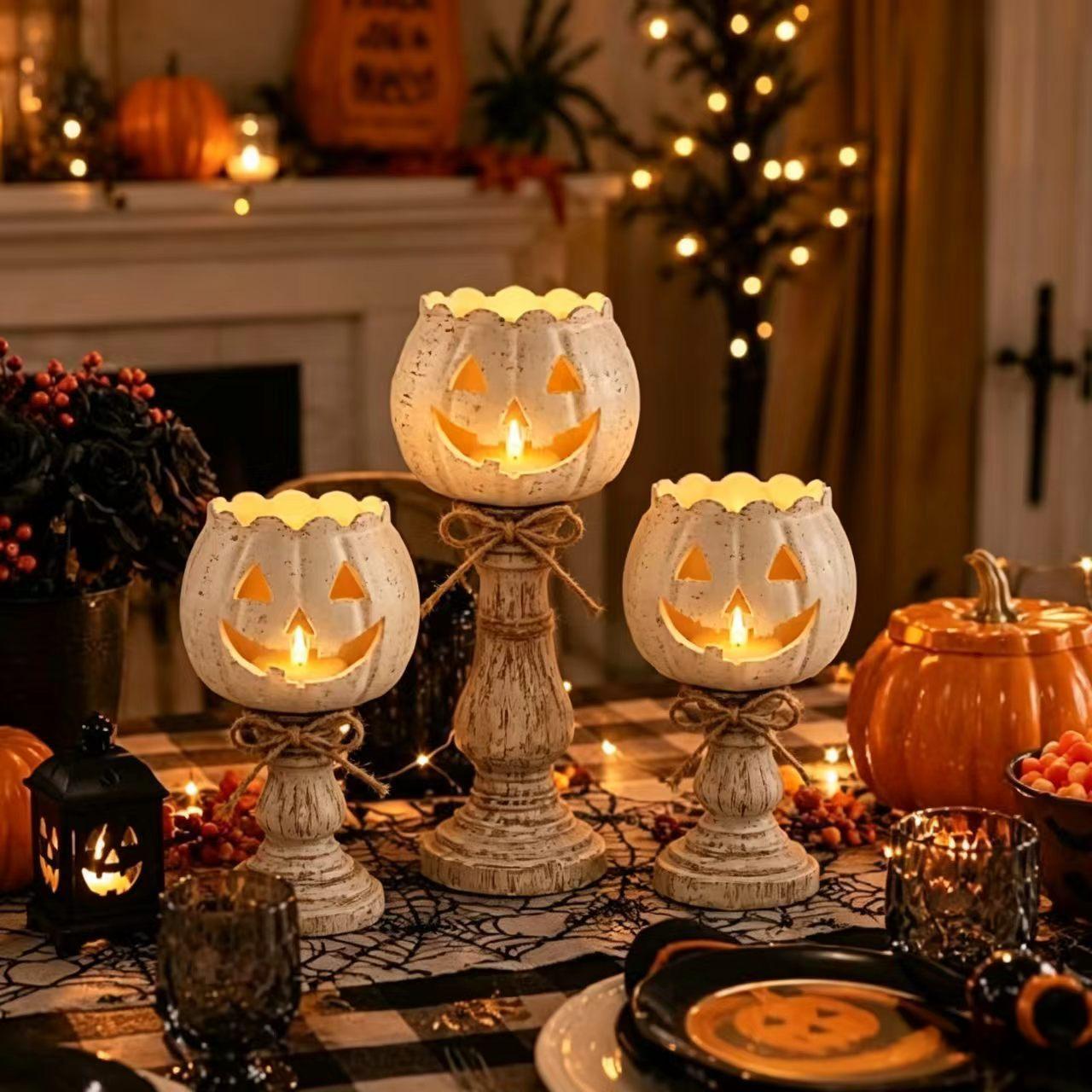 Set de suporturi pentru lumânări tip tealight în formă de dovleac Set de suporturi pentru lumânări parfumate cu aromă de dovleac