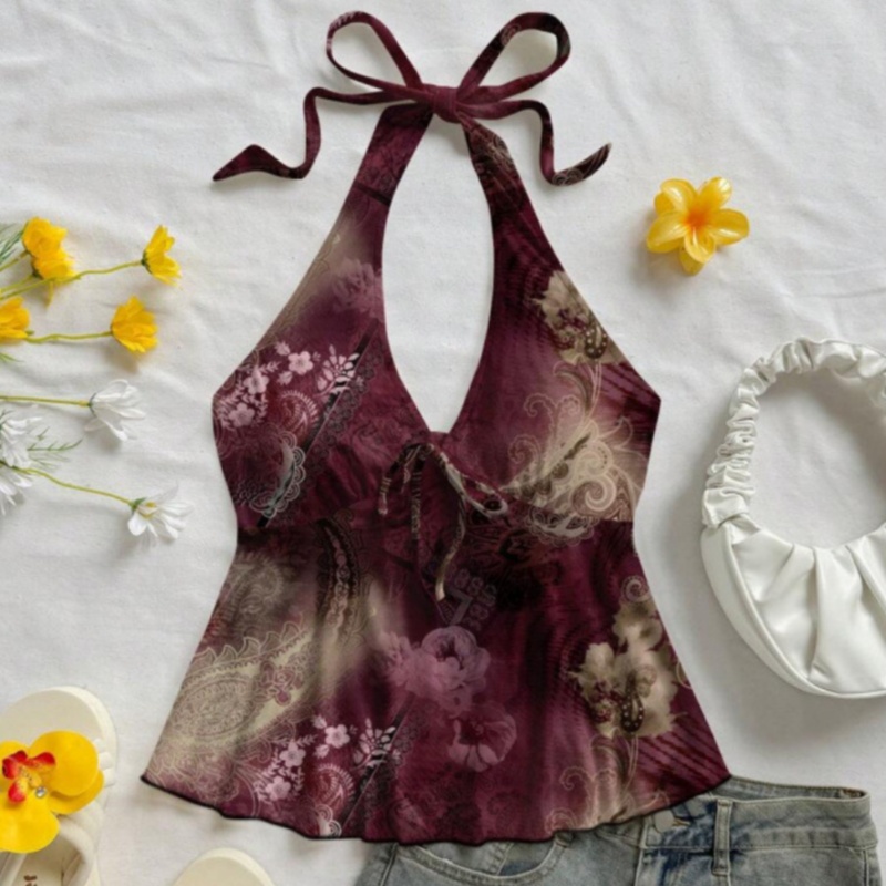 Womens Suspender Drawstring Two-Piece Swimsuit