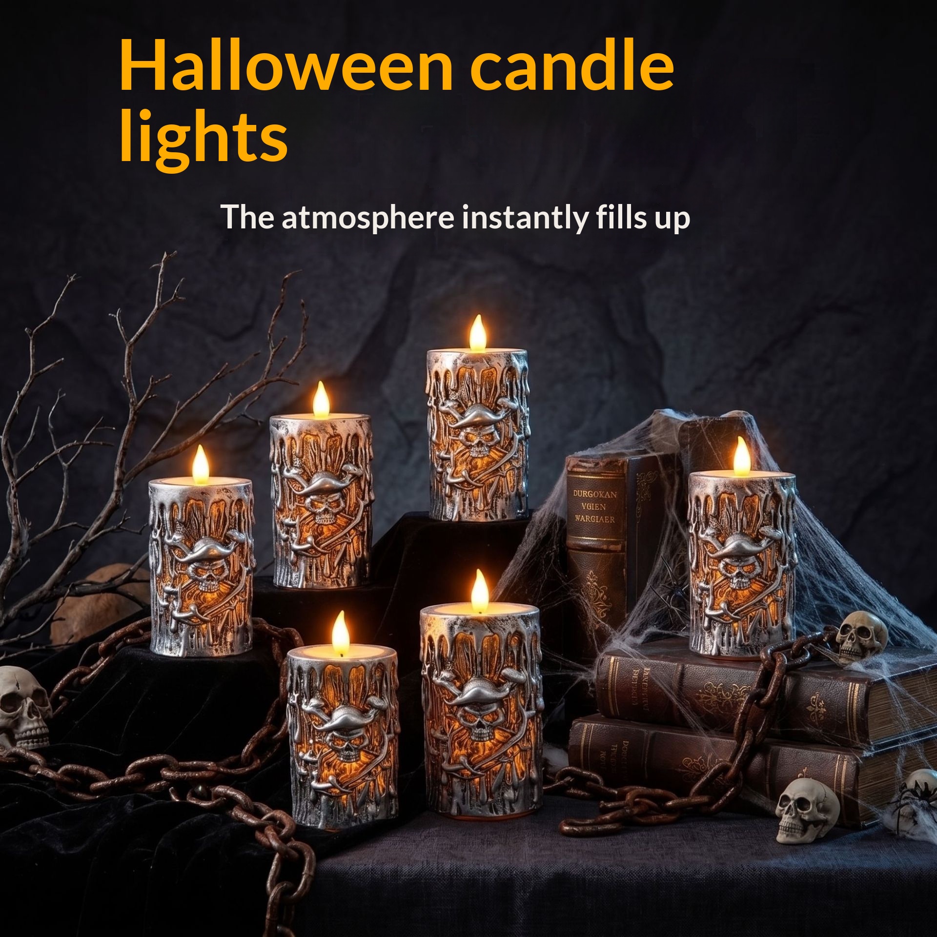 Lampa electronică în formă de lumânare „Pirate Tear Noodle Party” – decorațiune de Halloween
