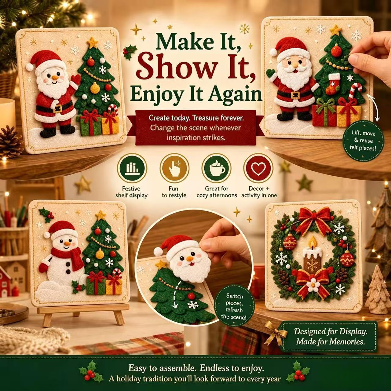 Christmas magic felt ornament set (reindeer sleigh)