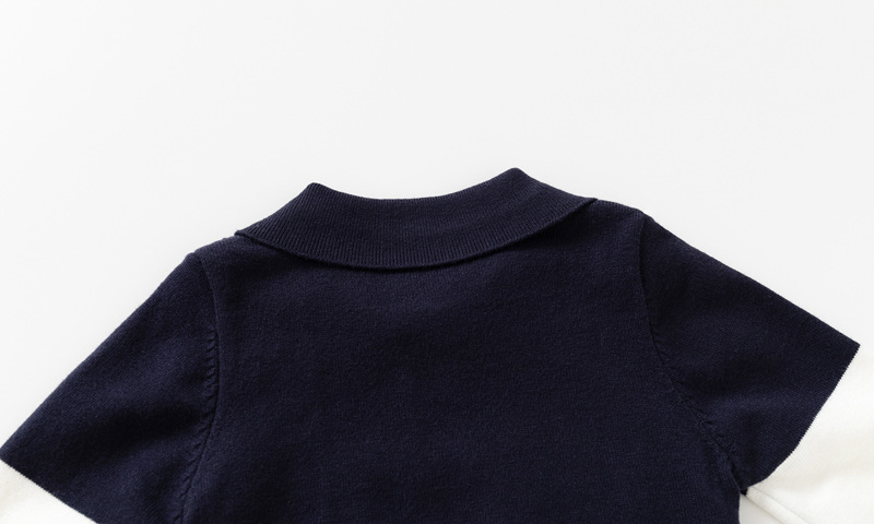 Casual Knitted Polo-neck Top For Boys