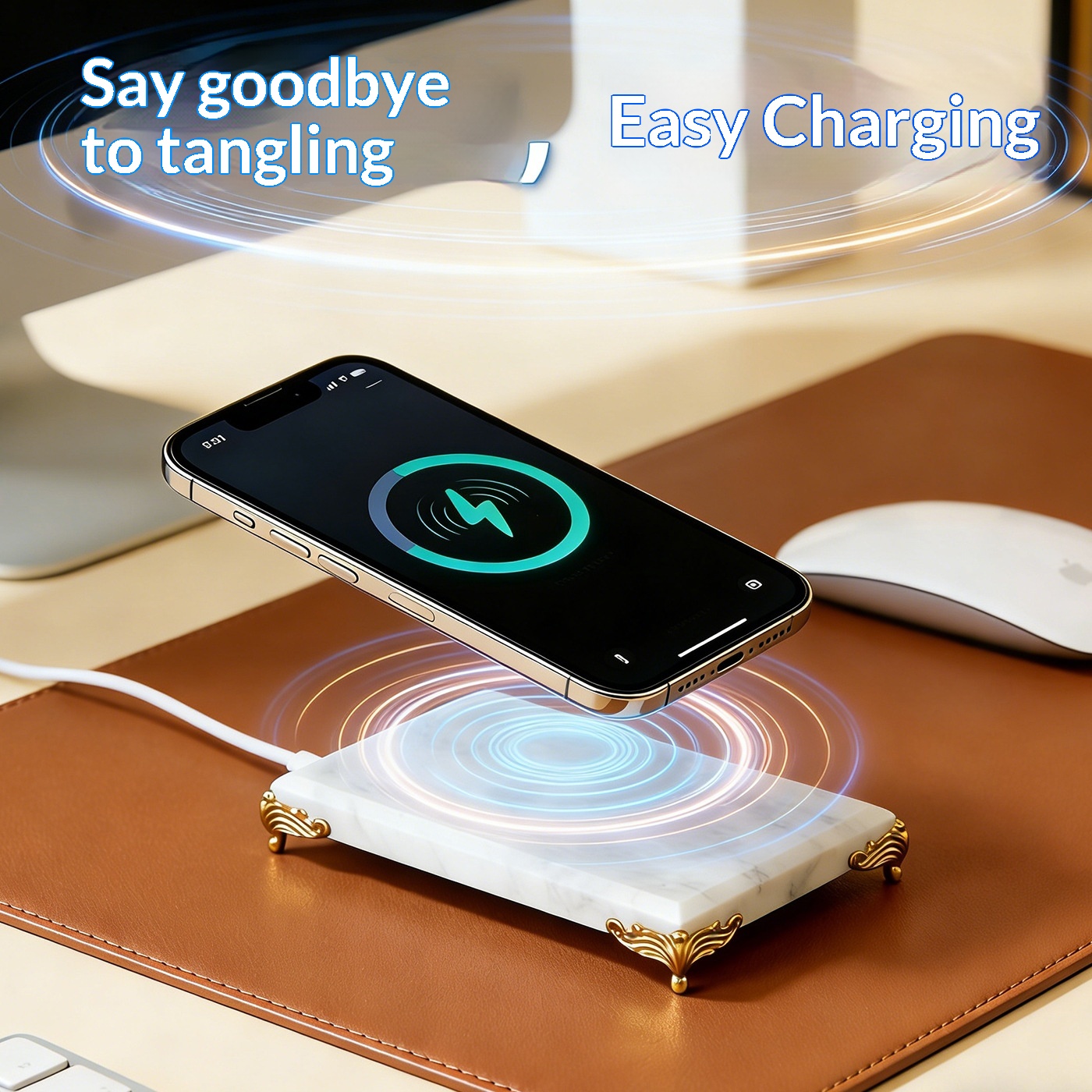 Natural Marble Luxury Stone Wireless Charging Base