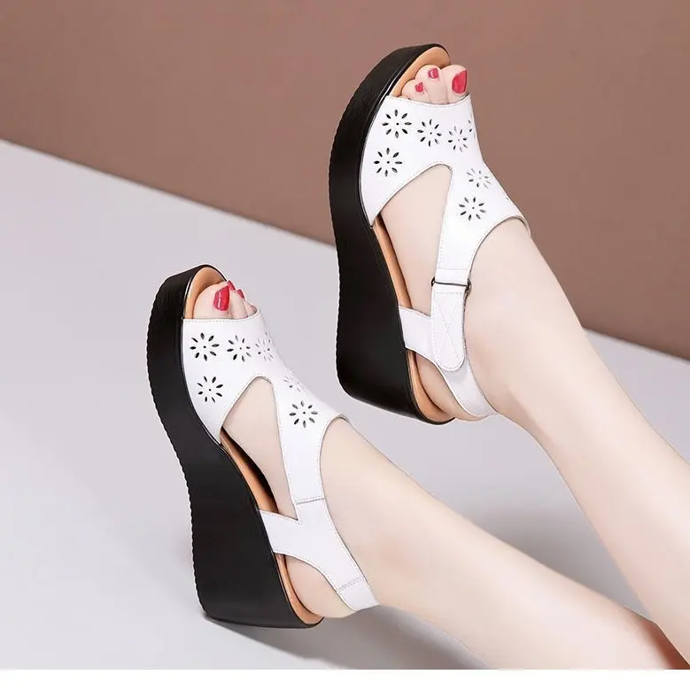 Genuine Soft-leather Wedge Sandals