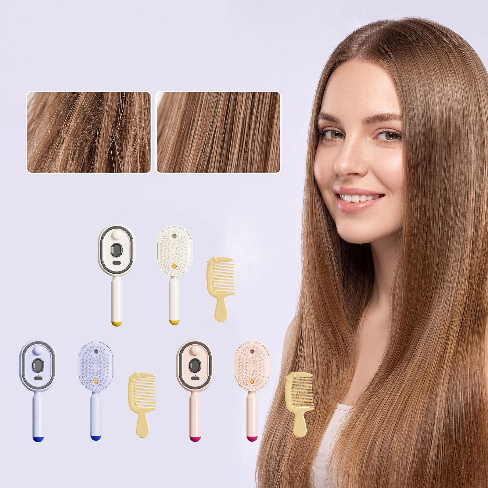 Electric Spray Airbag Beige Massage Brush Yellow Hairbrush Set