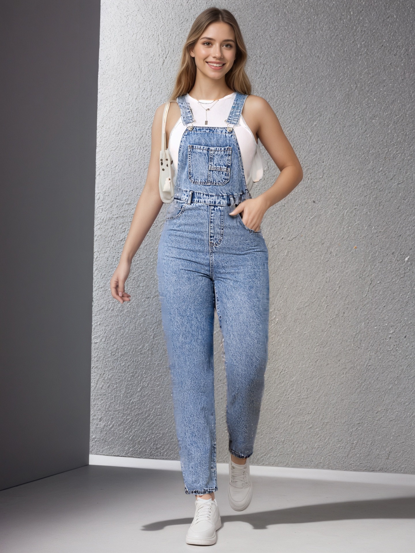 Summer Non-stretch Denim Overalls For Women