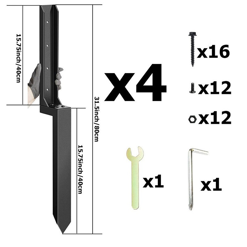 No-dig Wooden Fence Ground Anchor For Reinforcement