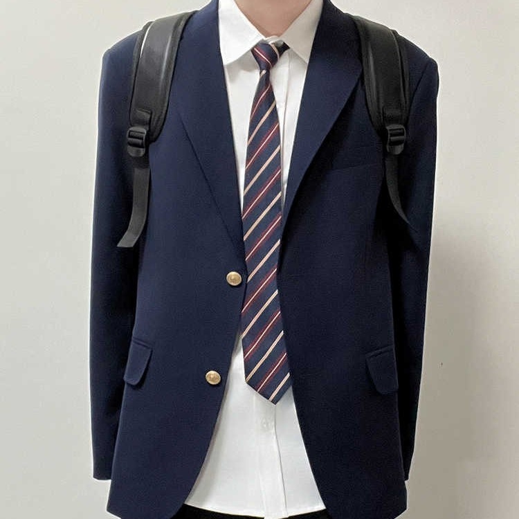 Dark Blue Casual Suit Jacket Set