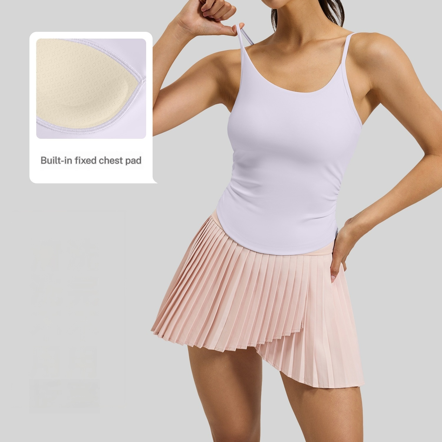 Women's Casual Sports Two-piece Pleated Strap Skirt Set