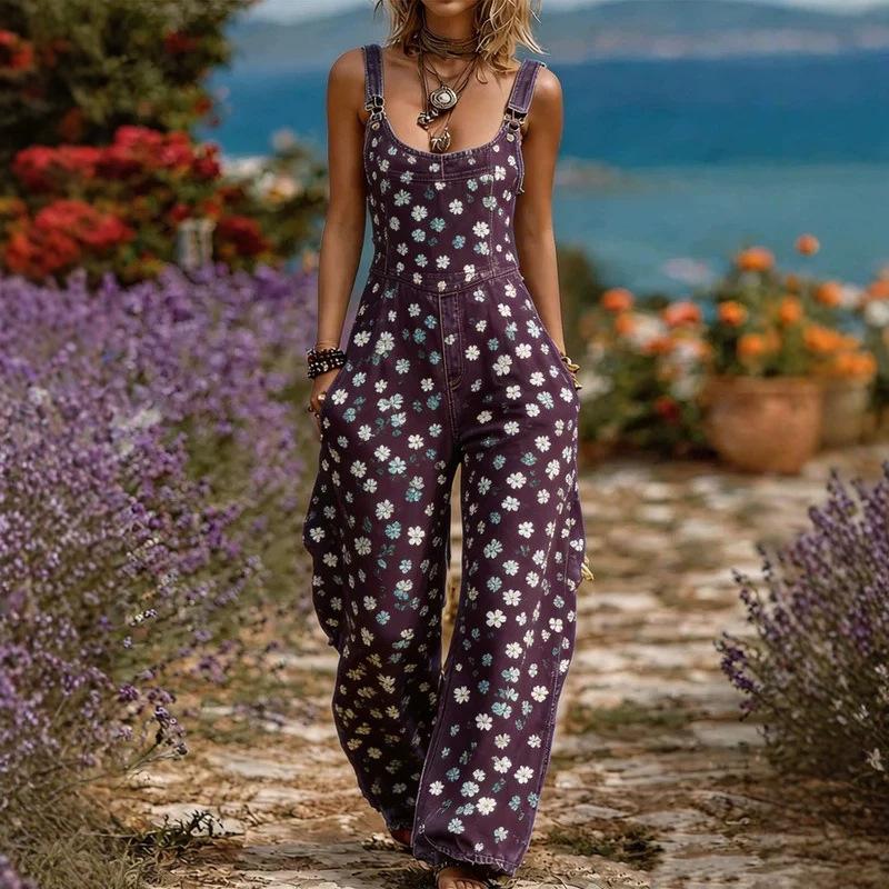 European And American Retro-style Wide-leg Overalls