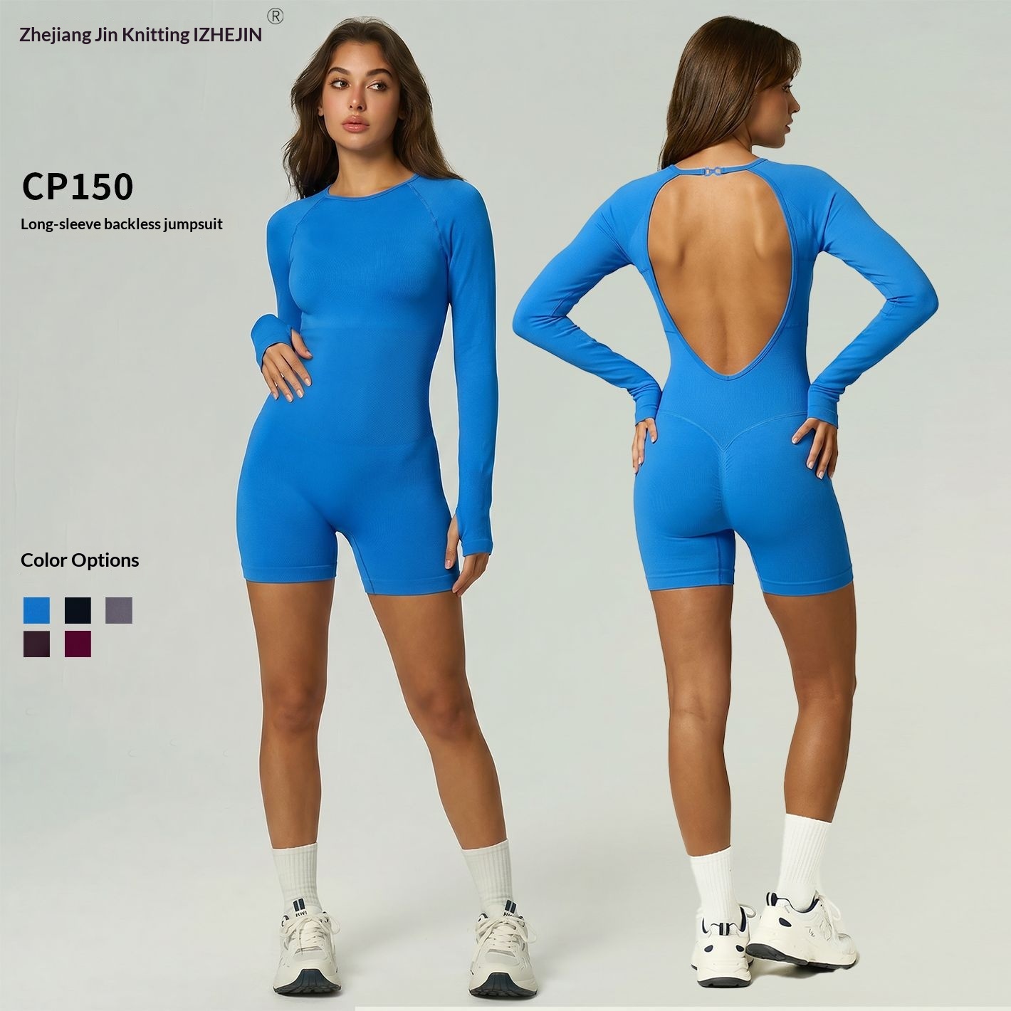 Backless Jumpsuit With Shorts Womens Casual Yoga Fitness Wear Bodysuit