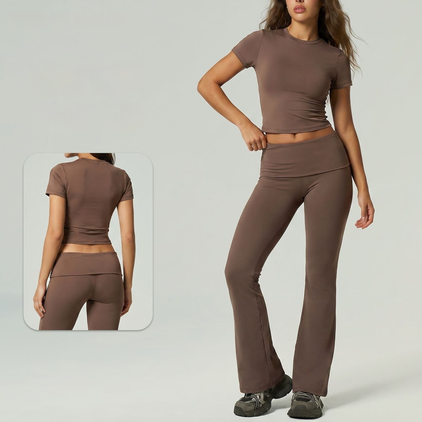 Quick-drying Athletic Short-sleeve And Long-pants Yoga Outfit Set