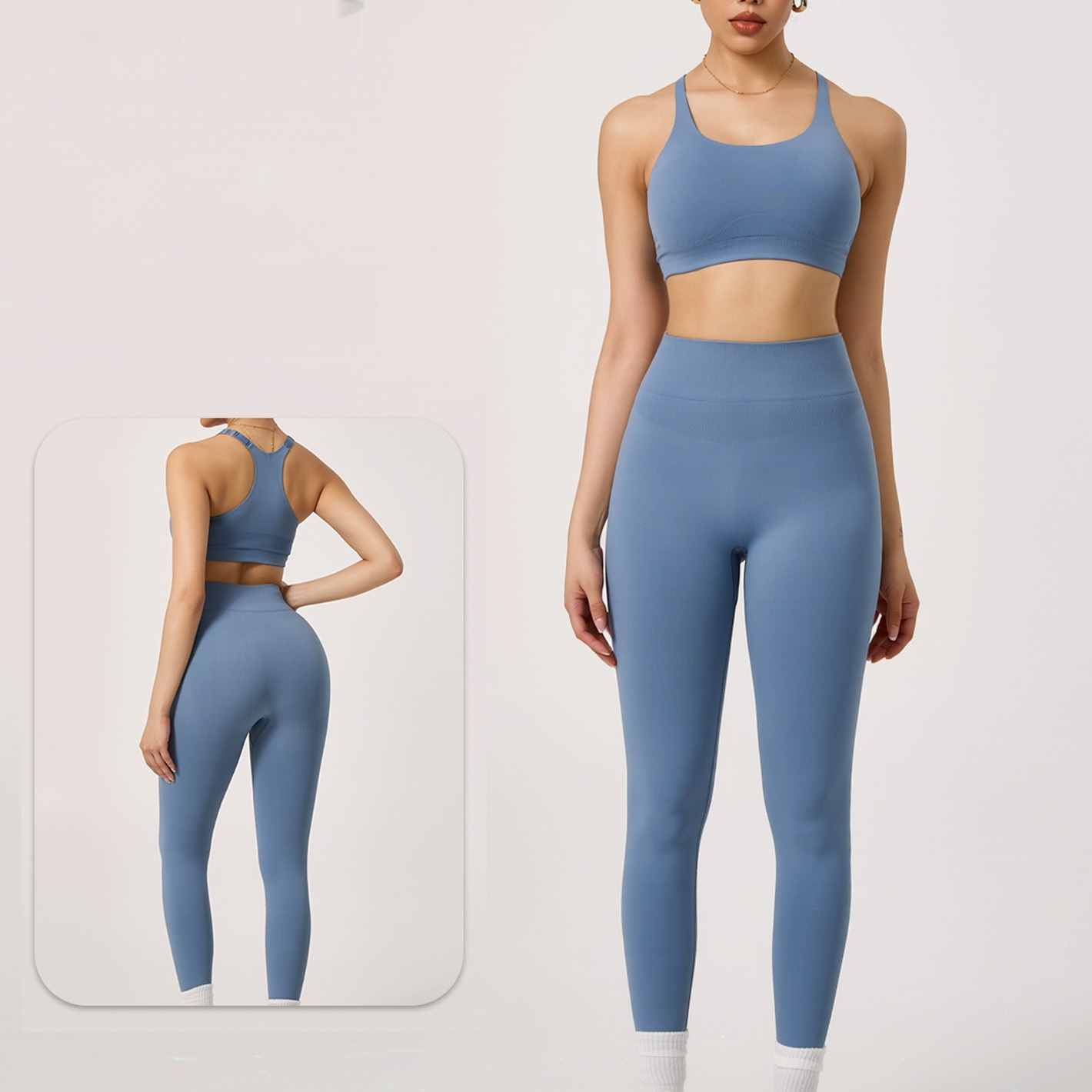 Seamless Sports-Style Back-Shaping Bra And Pants Yoga Set