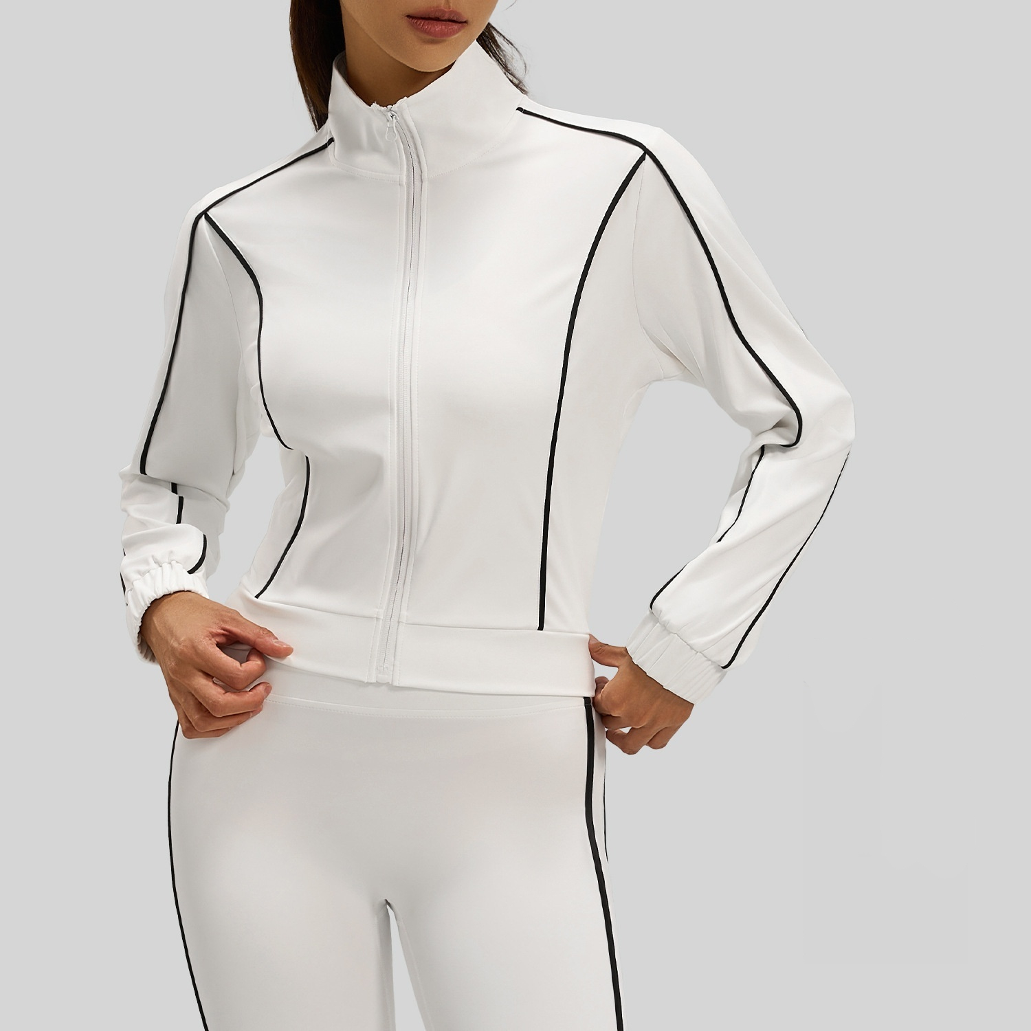Spring Autumn Color-block High-stretch Breathable Casual Sports Jacket For Women