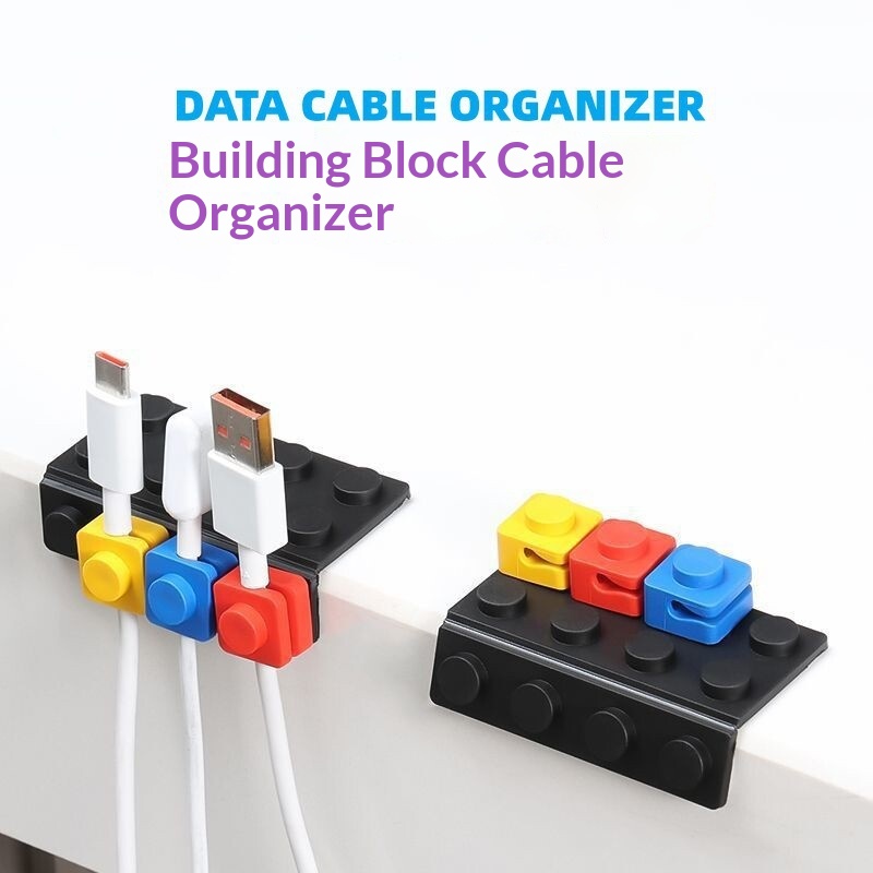 Organizator creativ de cabluri pentru birou, sub formă de blocuri de construcție