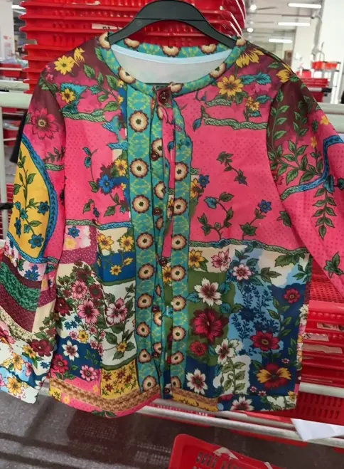 Artistic Printed Crew Neck Long-sleeve Blended Fabric T-shirt Blouse With Ethnic Style