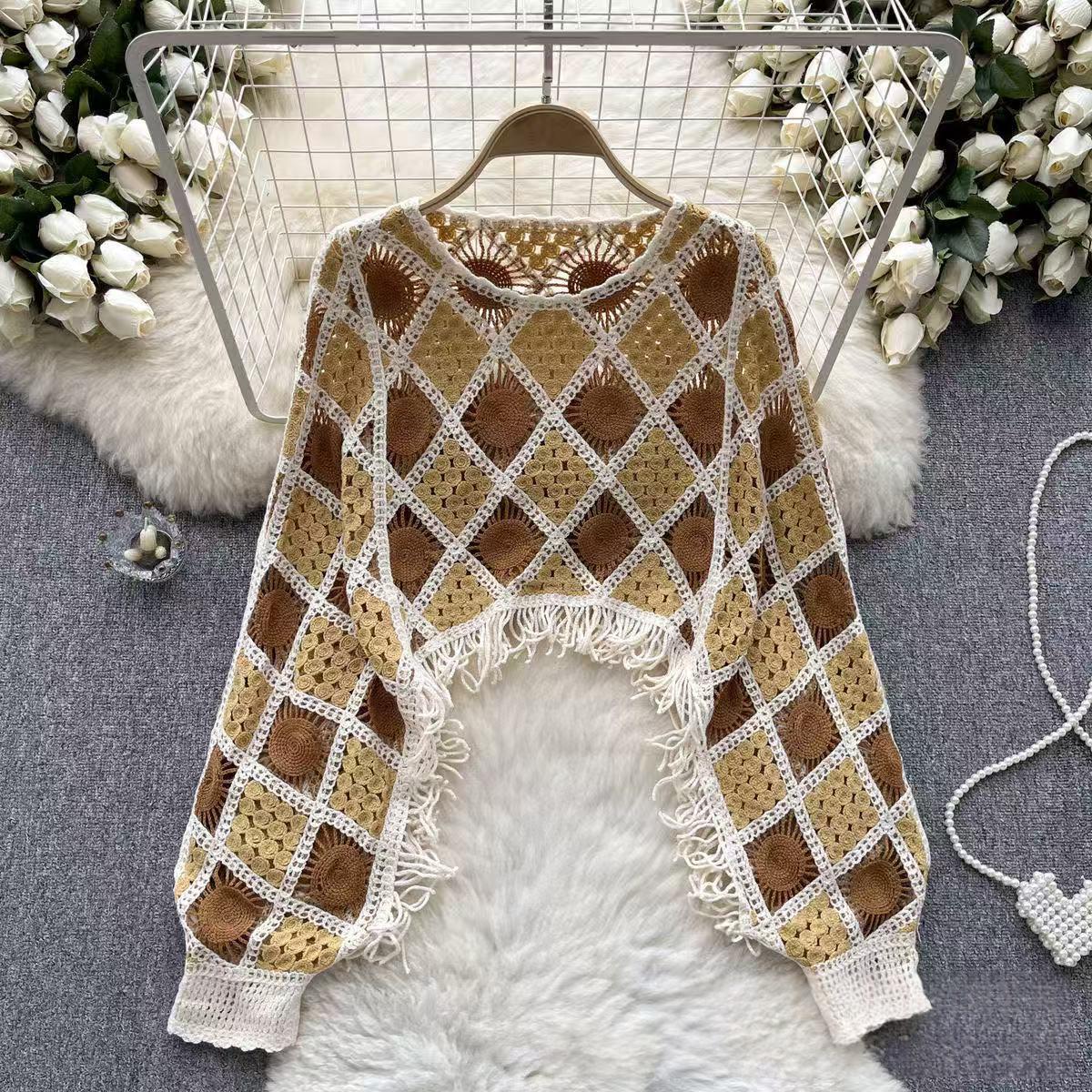 Womens Tassel Elegant Light-luxury Top