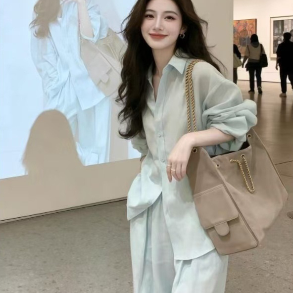 Ice Silk Breathable Linen Shirt Suit
