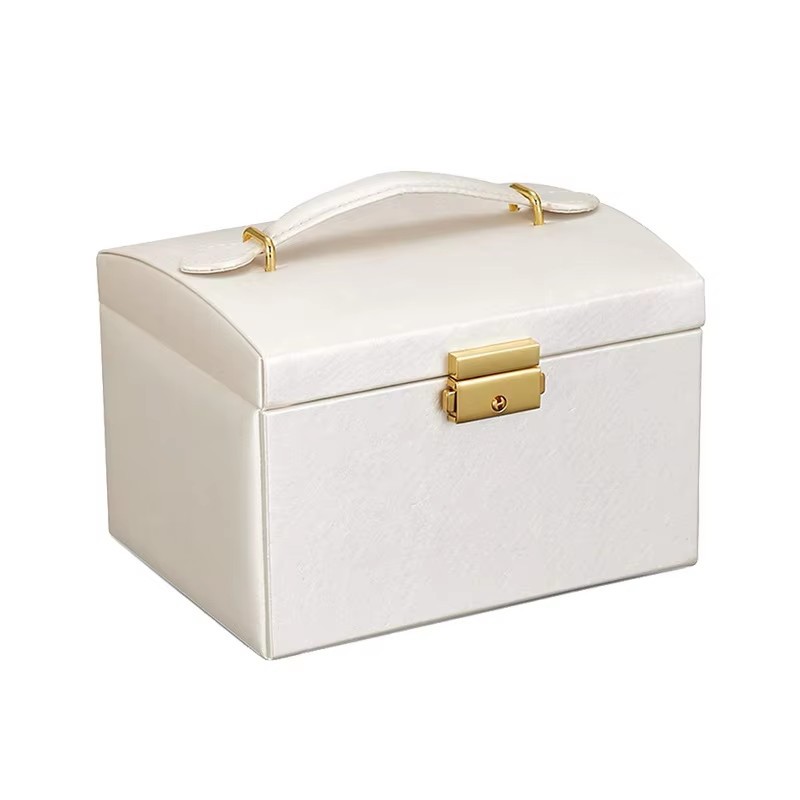 Three-layer Portable Leather Jewelry Box