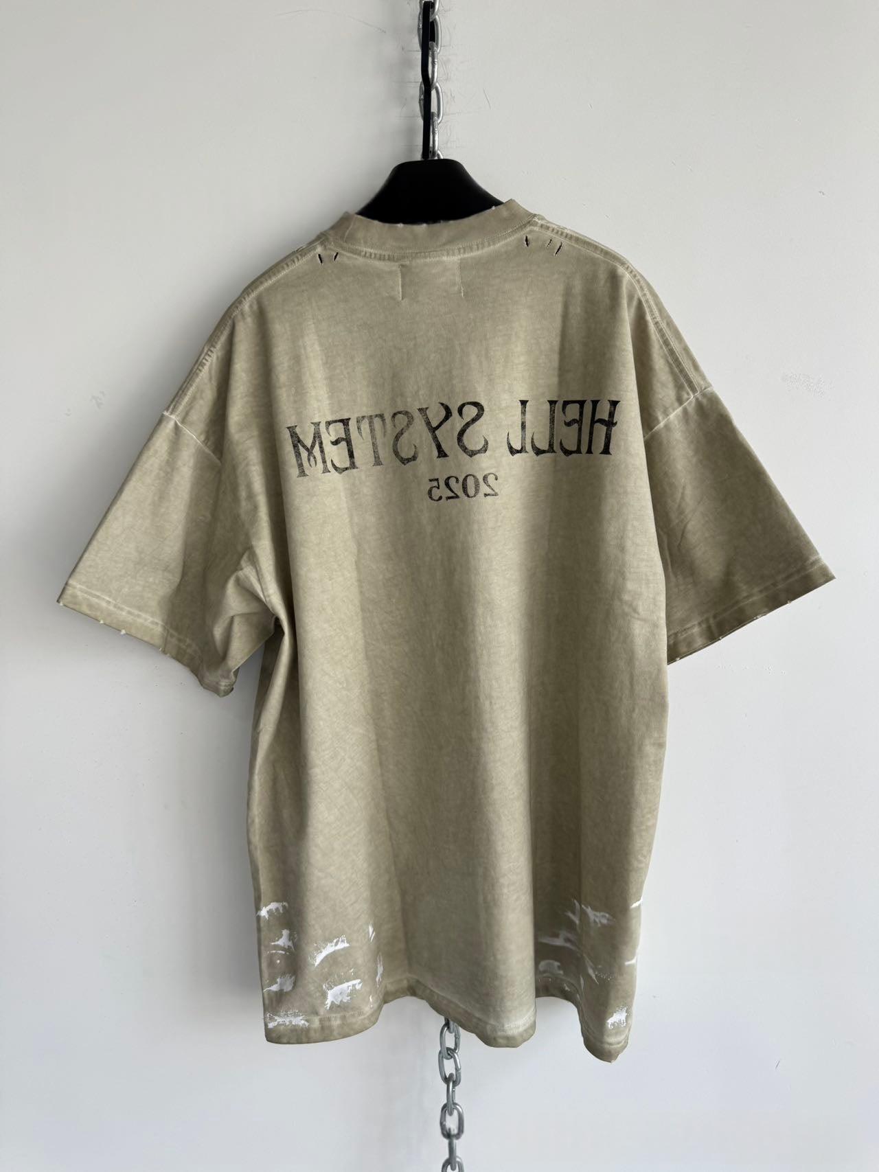 Washed Distressed Relaxed-fit Short-sleeve Top