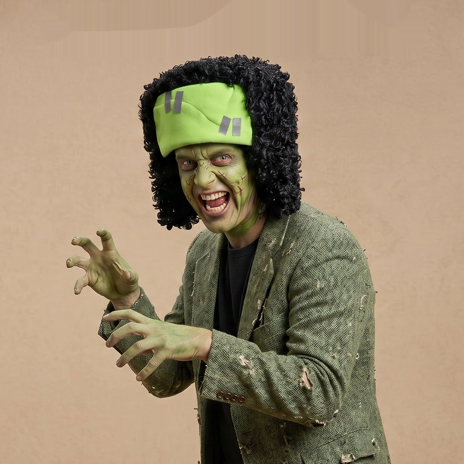 Halloween Plush Afro Wig Hat Scary Headpiece Prop