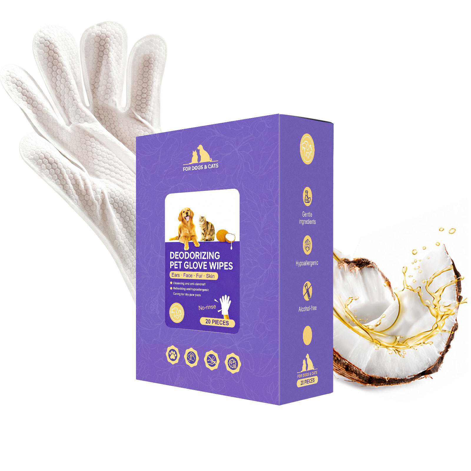 Pet Deodorizing Gloves Wet Tissue Paper Box