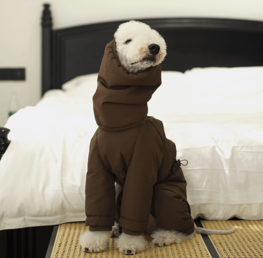 Winter Warm Down Jacket For Medium-sized Dogs Made With White Duck Down - Winter Warm Down Jacket For Medium-sized Dogs Made With White Duck Down Rich Cocoa XS