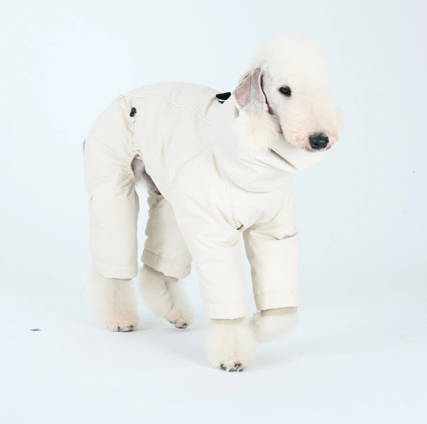 Winter Warm Down Jacket For Medium-sized Dogs Made With White Duck Down - Winter Warm Down Jacket For Medium-sized Dogs Made With White Duck Down Snow white L