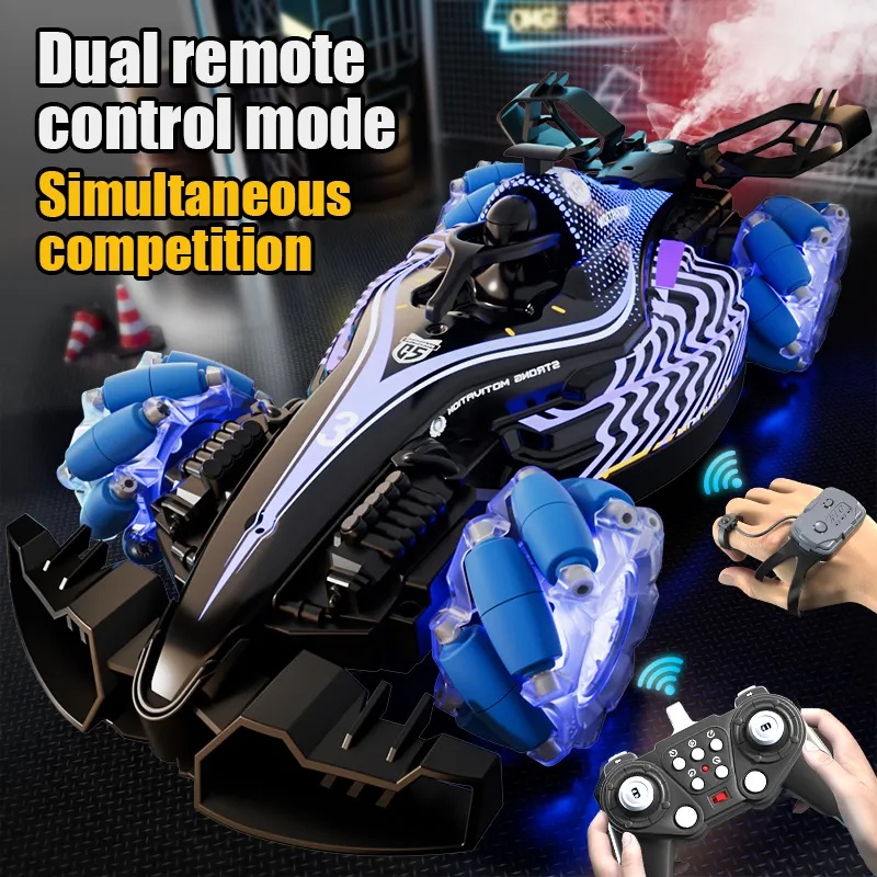 Remote control toy car F1 racing style, with music and light, the tail can be spray.