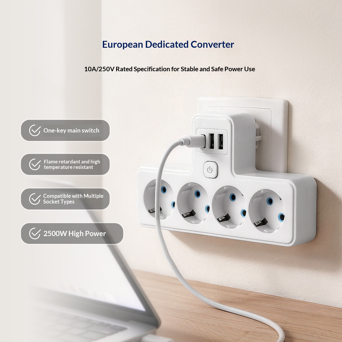 Household EU-standard Converter Extension Socket