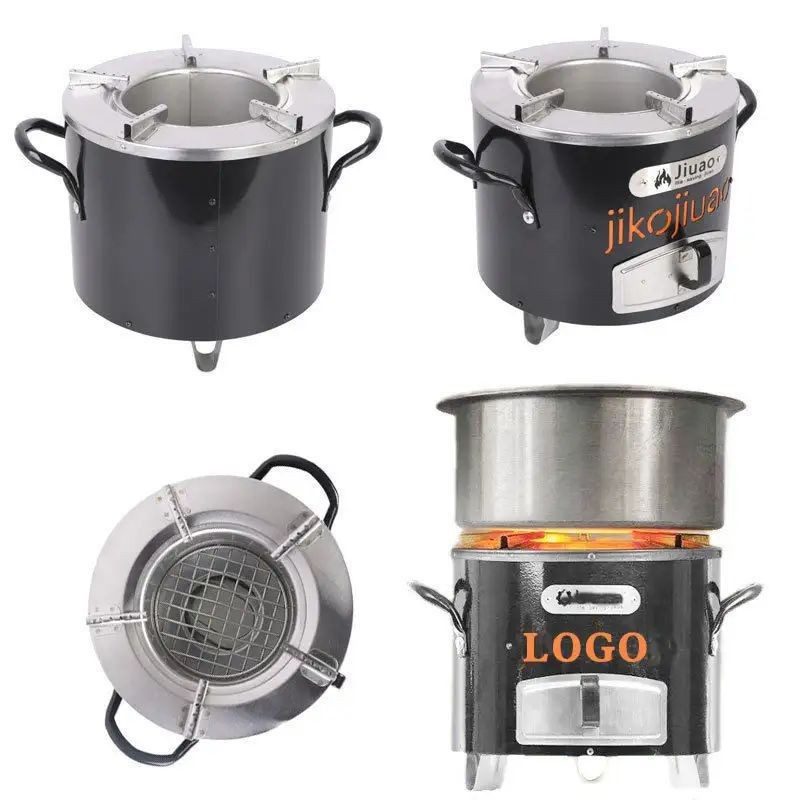A Stainless Steel Household Wood-burning Stove One With A Black Color