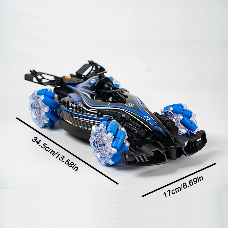 Remote control toy car F1 racing style, with music and light, the tail can be spray.
