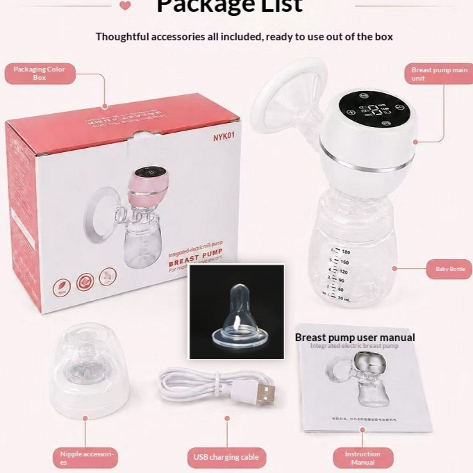 Silent Electric Breast Pump With Integrated 1 Nipple Set