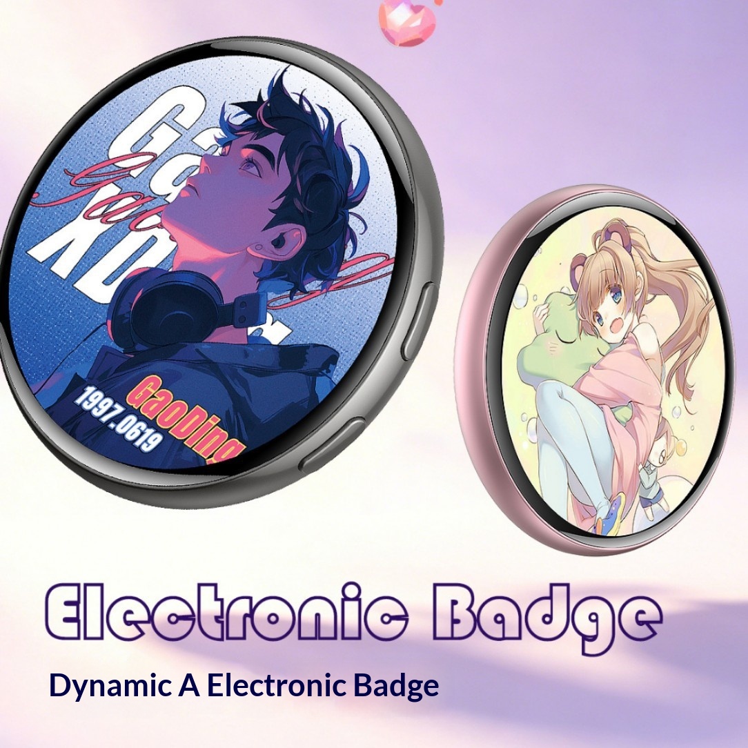 Smart Touchscreen Electronic PinAnime-Style Electronic Badge