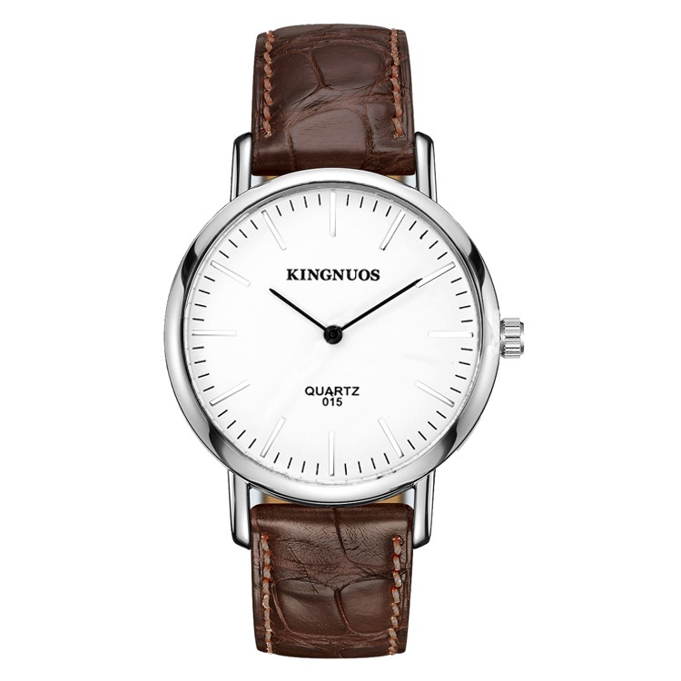 Stylish And Minimalist Two-hand Leather-strap Watch For Men And Women 4