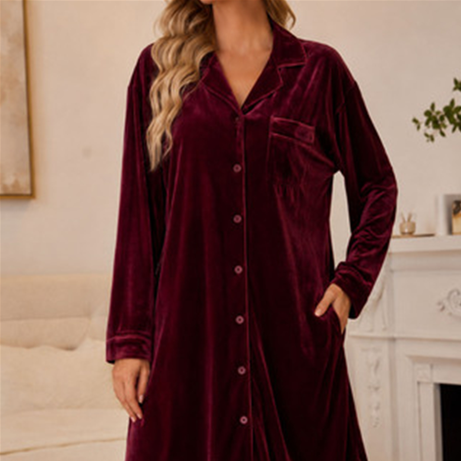 Womens Velvet Lapel Single-breasted Dress
