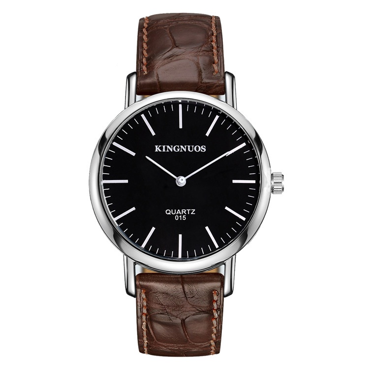 Stylish And Minimalist Two-hand Leather-strap Watch For Men And Women 5